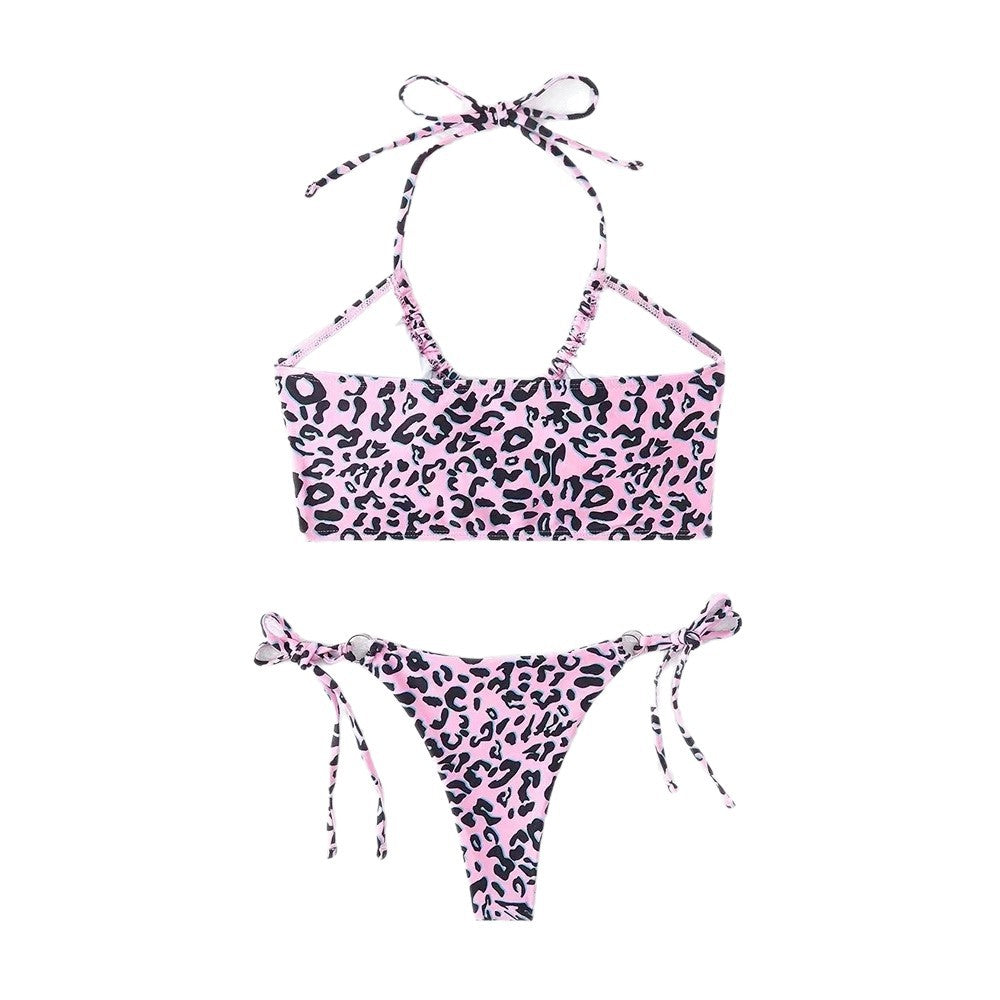 Costume da bagno bikini da donna con stampa leopardata