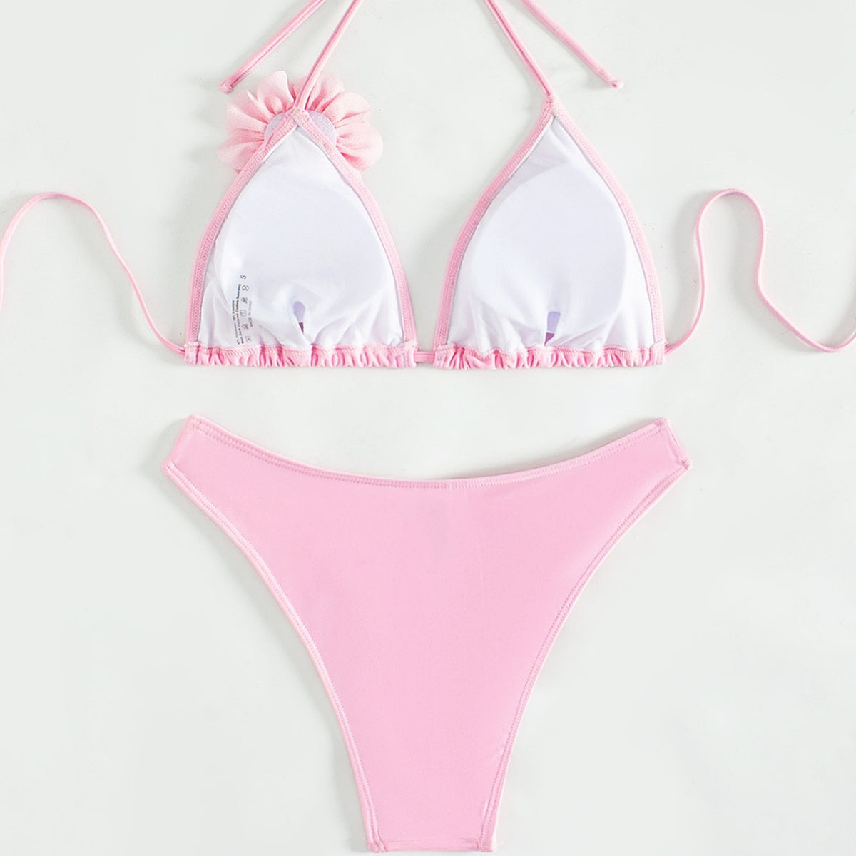 Bikini sexy a tinta unita con stampa floreale tridimensionale