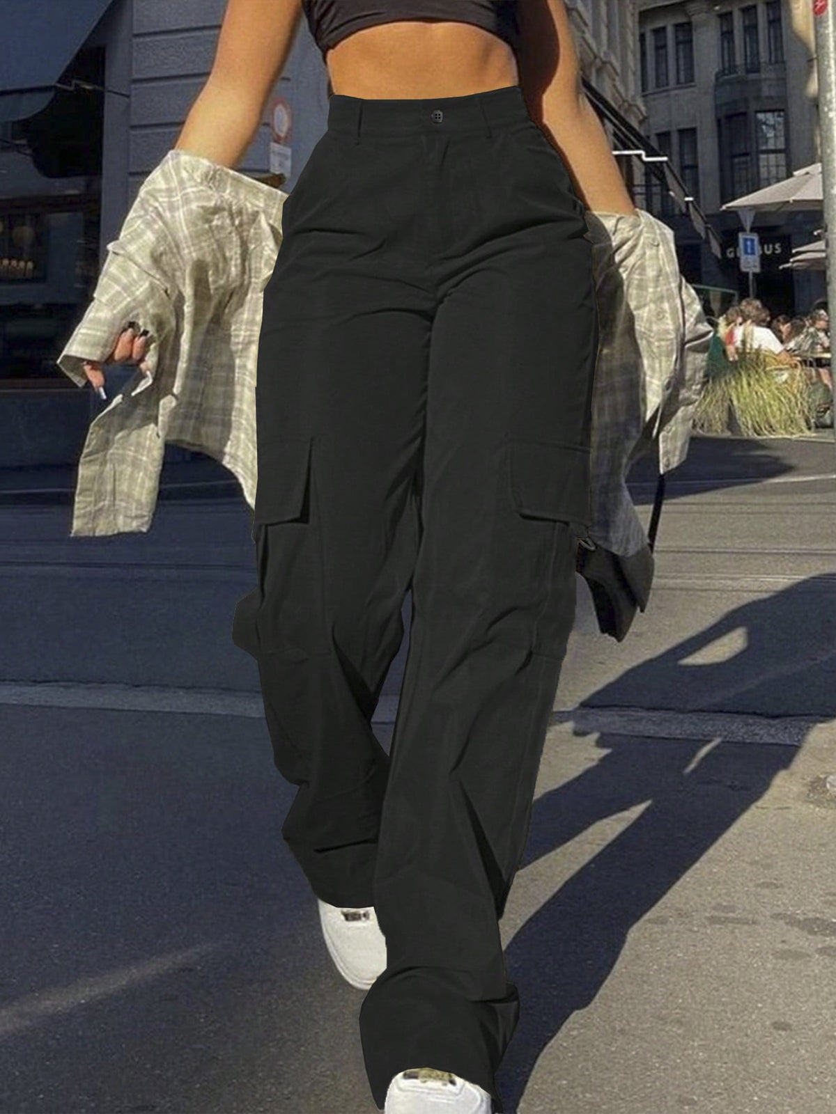 Pantaloni cargo da donna a gamba dritta