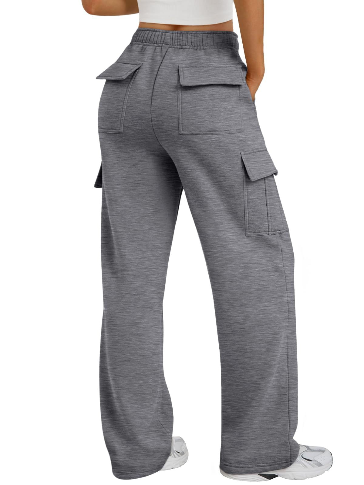 Pantaloni cargo donna a vita alta e gamba larga