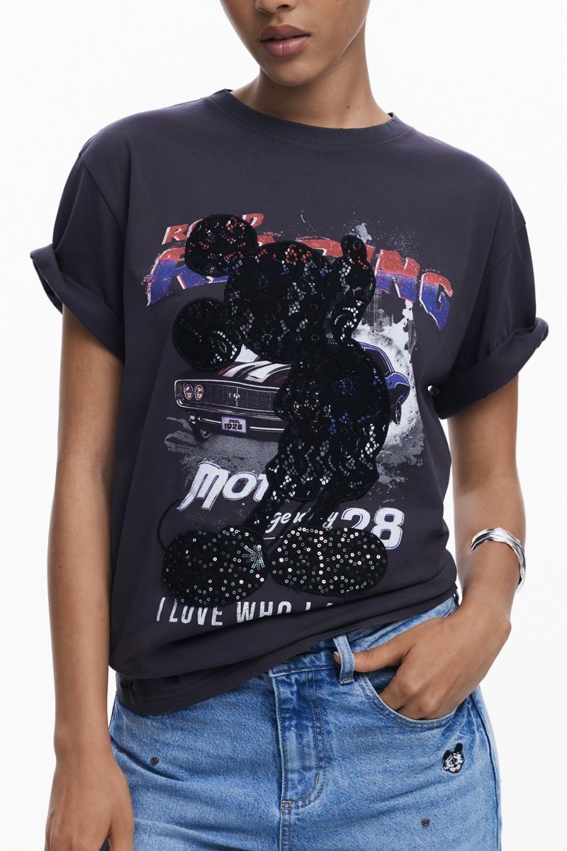 DESIGUAL WOMEN'S SHORT-SLEEVE T-SHIRT BLACK