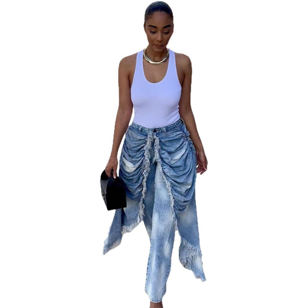 Rounded-leg straight-leg pants - originaledrip 35.00