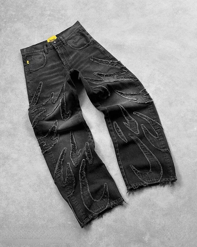 Vintage Embroidered Loose Jeans for Men - originaledrip 34.00