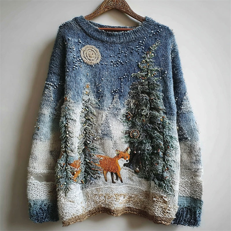 Animal Print Womens Pullover Sweater