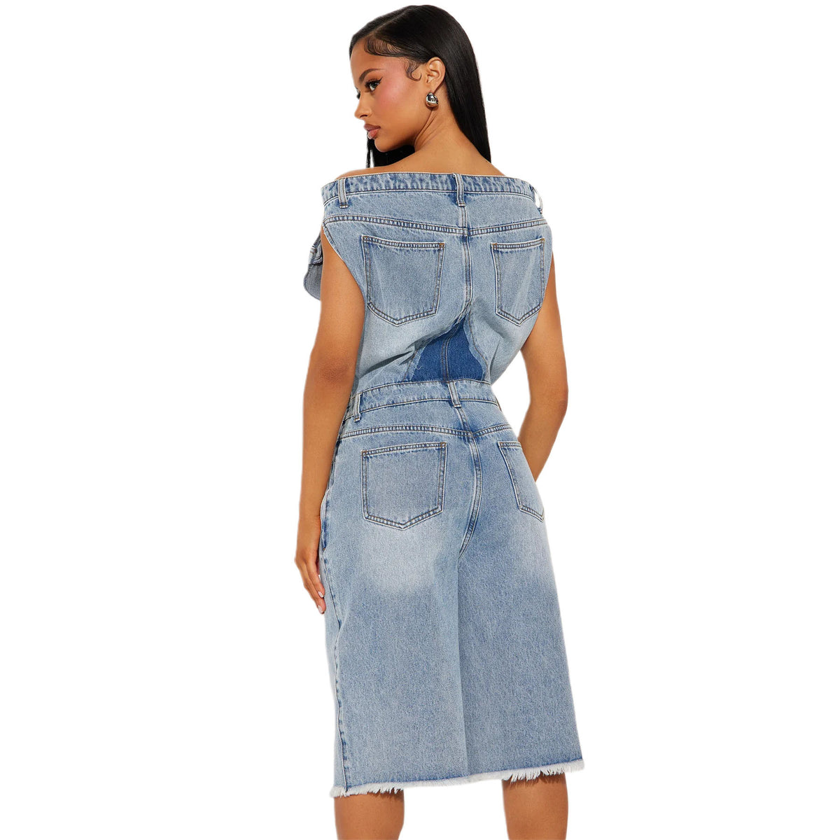 Strapless Denim Jumpsuit Bodysuit