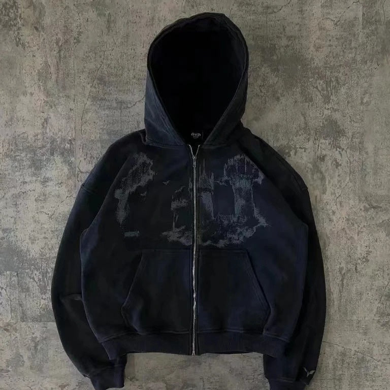 Giacca pullover con cappuccio e cerniera
