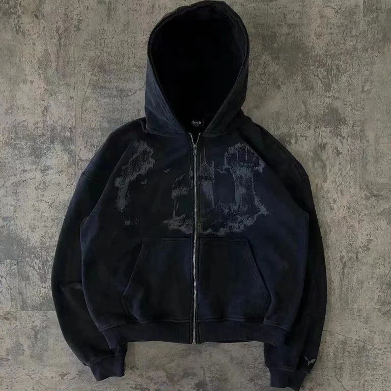 Giacca pullover con cappuccio e cerniera