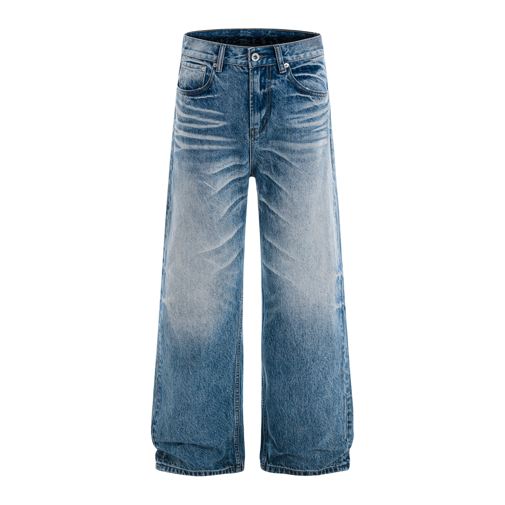 American-Style Washed Denim Jeans for Men - originaledrip 36.00